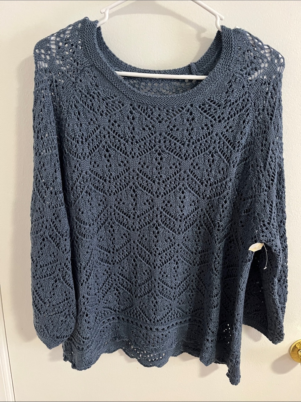 Women's Open-Knit Sweater — Slate Blue
